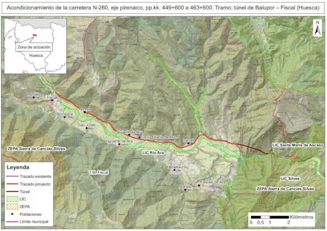 Imagen El Mitma aprueba provisionalmente el proyecto de trazado de acondicionamiento de la N-260 del Eje Pirenaico entre el túnel de Balupor y Fiscal